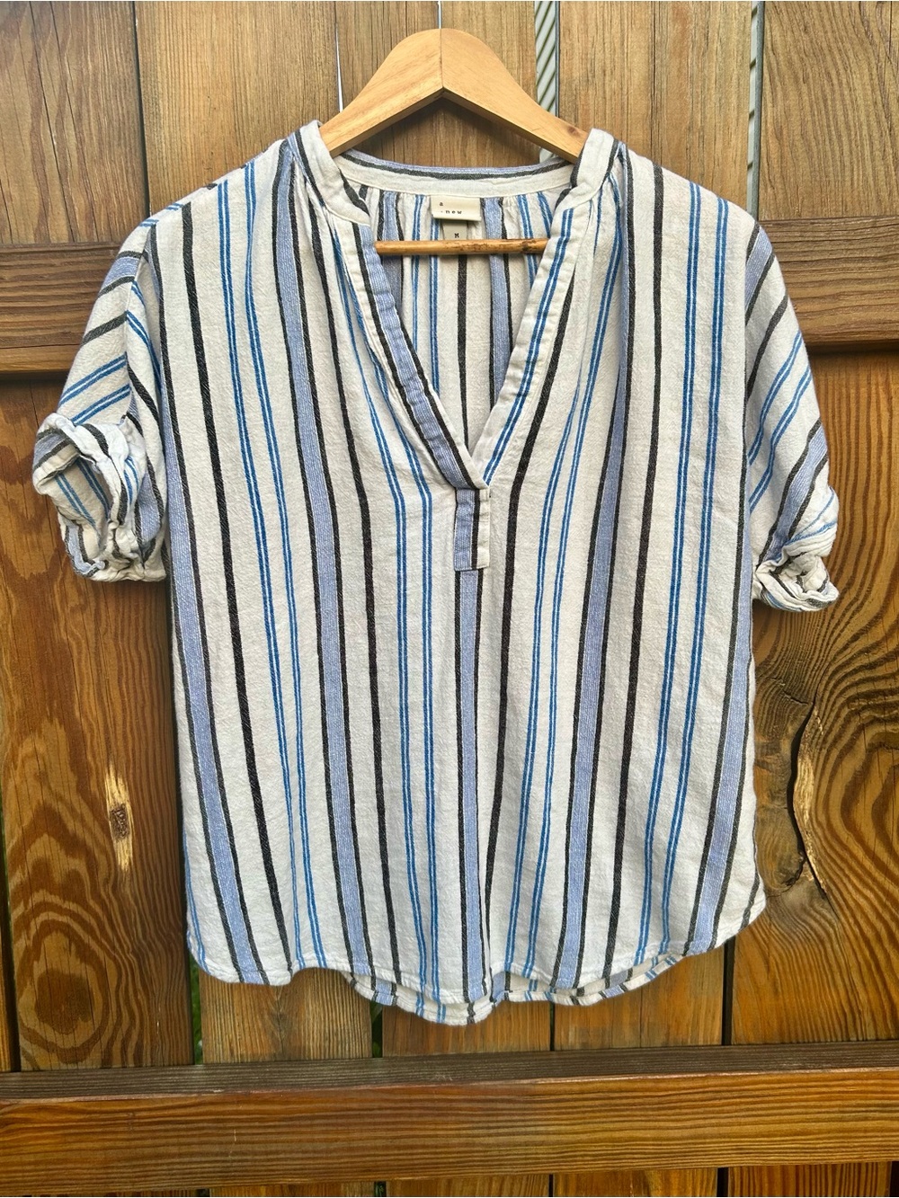 Striped Linen Blend Shirt by a new day Sz.Medium